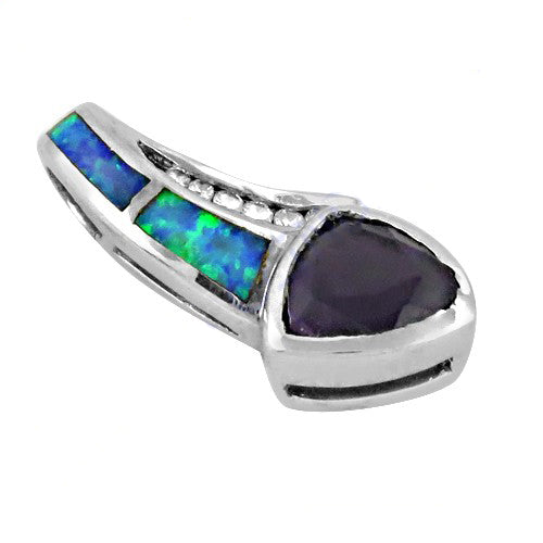 925 Silver Opal & Amethyst Pendant for Women | Gemstone Jewelry