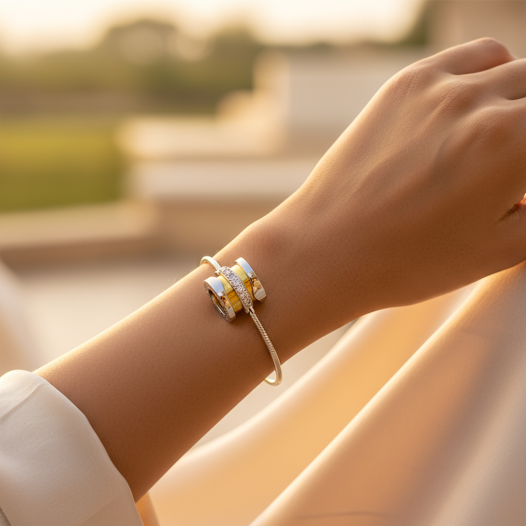 Dije de plata y oro con circonitas | Joyería para mujer