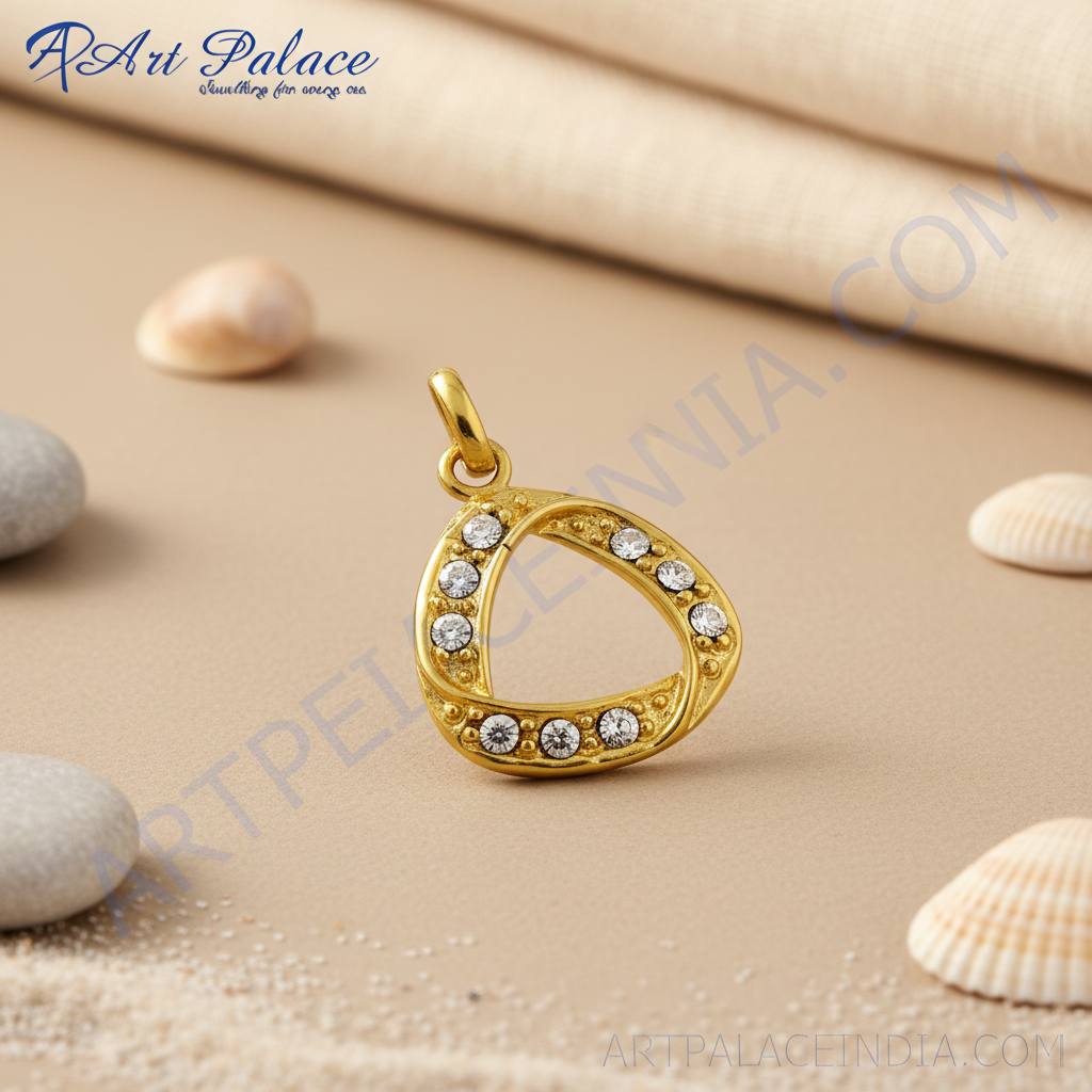 Colgante de lágrima de oro con piedras preciosas blancas | joyería de uso diario