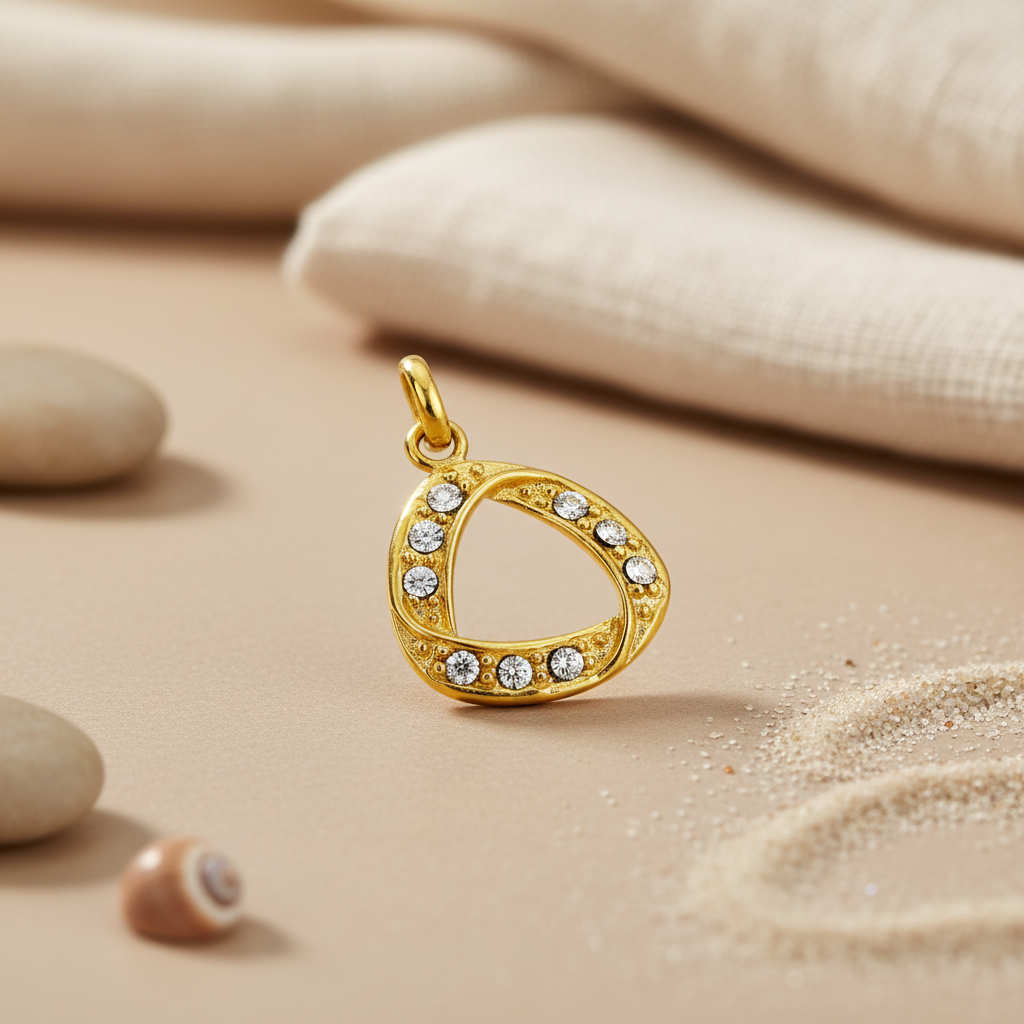 gold plating Teardrop Pendant with White Gemstones | Daily Wear Jewelry