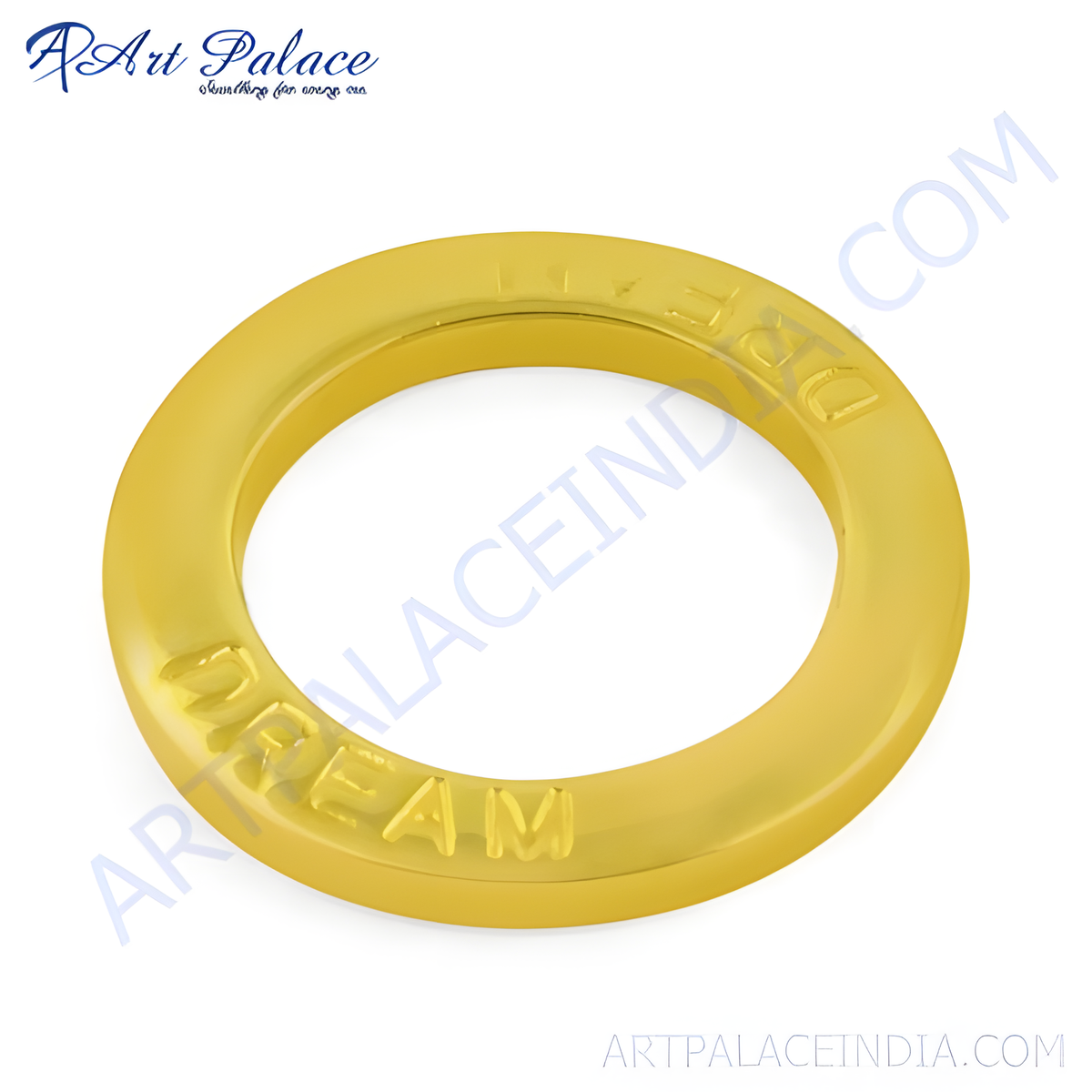 Gold plating dream ring with the word dream engraved around the ring
