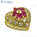 将图像加载到图库查看器中， gold plating heart pendant with ruby and diamond gemstones, a beautiful piece of jewelry
