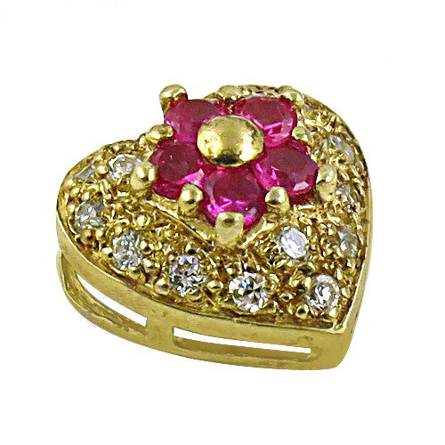 Gold plating ruby heart pendant | diamond accents | gift for her