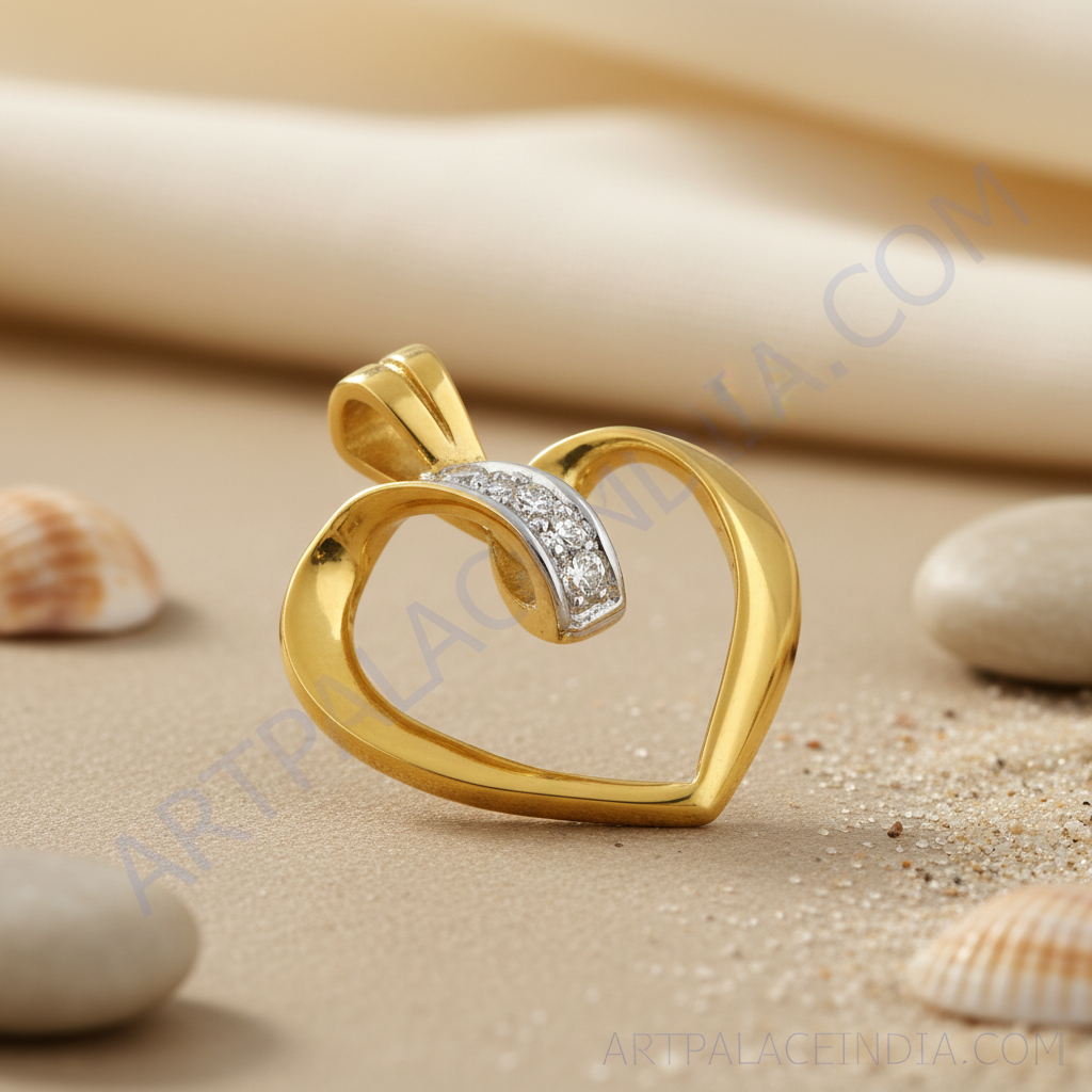 Colgante de corazón de oro con diamantes para mujer | Regalo elegante