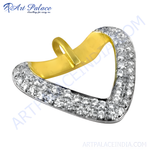 Load image into Gallery viewer, Diamond heart pendant in silver and gold plating, pave setting with brilliant cut diamonds for women
