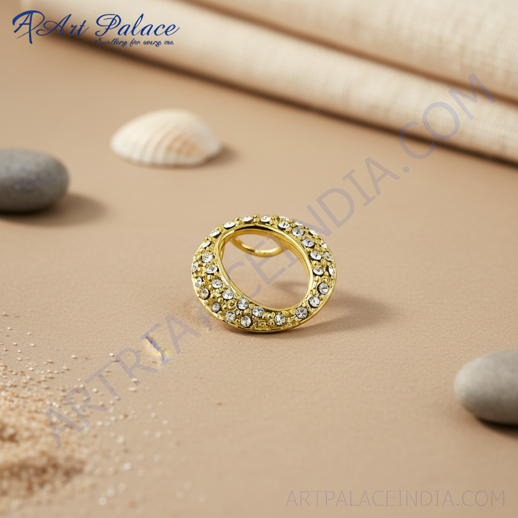 Anillo de oro con piedras preciosas blancas | para mujer | joyería de uso diario