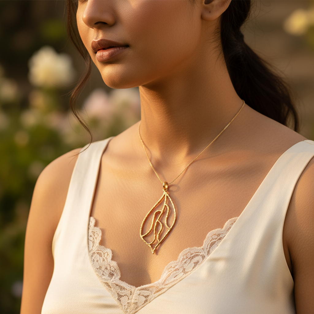 Colgante de hoja de oro para mujer | regalo de joyería de moda