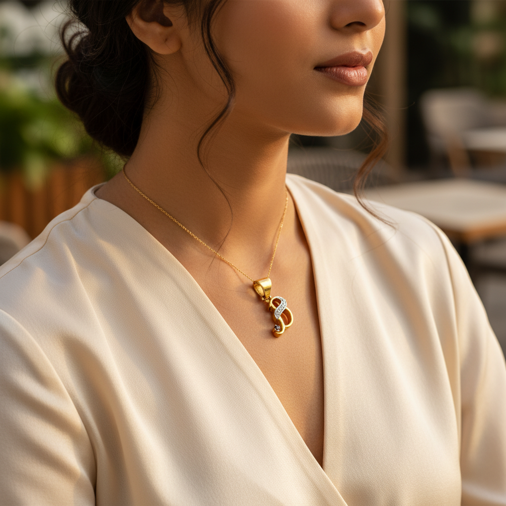 Colgante de oro con diamante y letra "S" | Joyería con piedras preciosas de granate