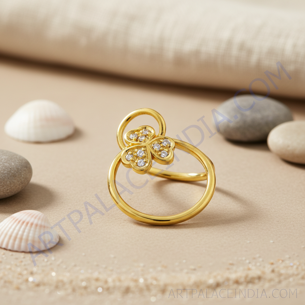 Anillo de diamantes y trébol de oro | Anillo para mujer | Regalo