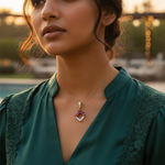 将图像加载到图库查看器中， 金红宝石钻石吊坠 | 女士精美珠宝
