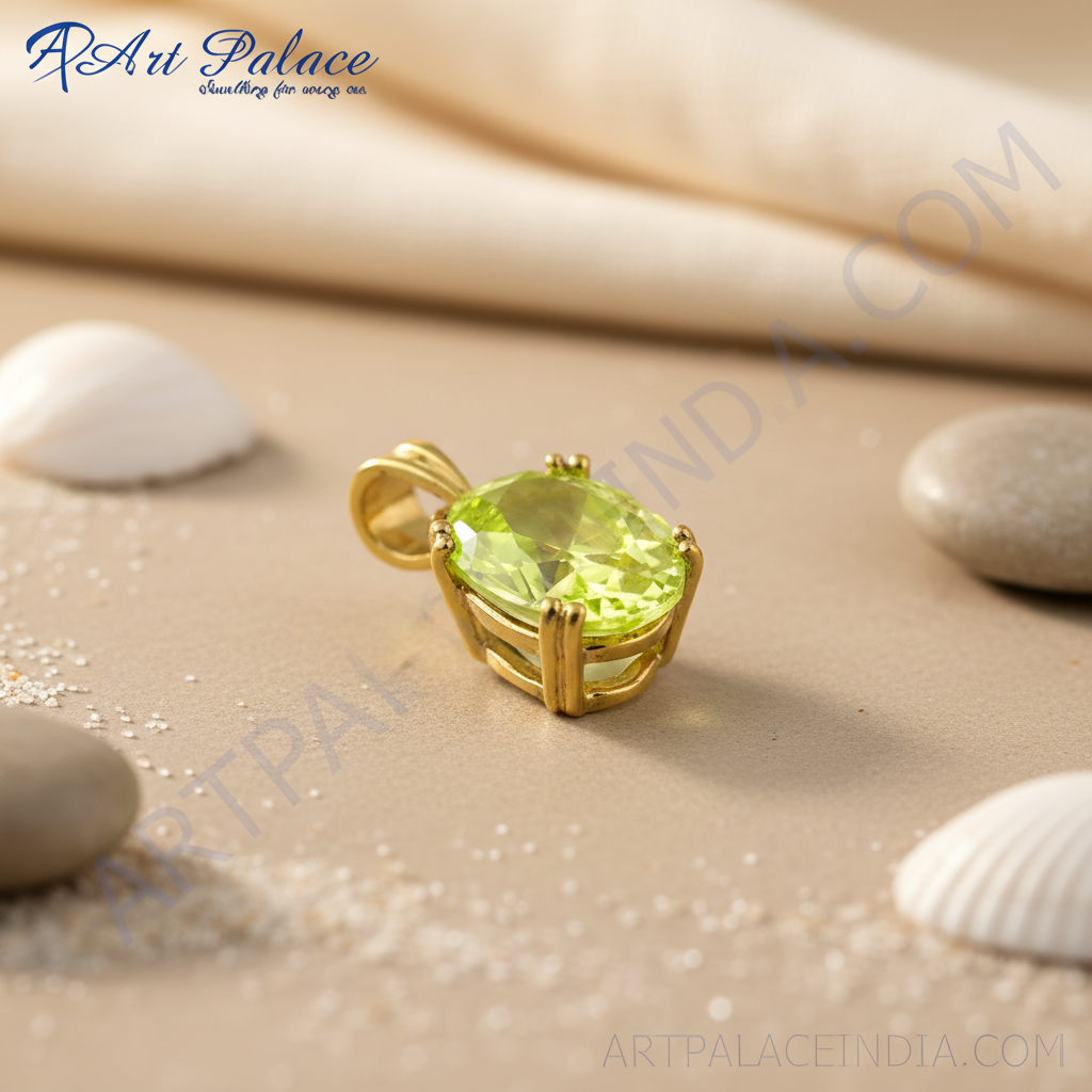 Colgante de peridoto dorado para mujer | regalo de joyería fina
