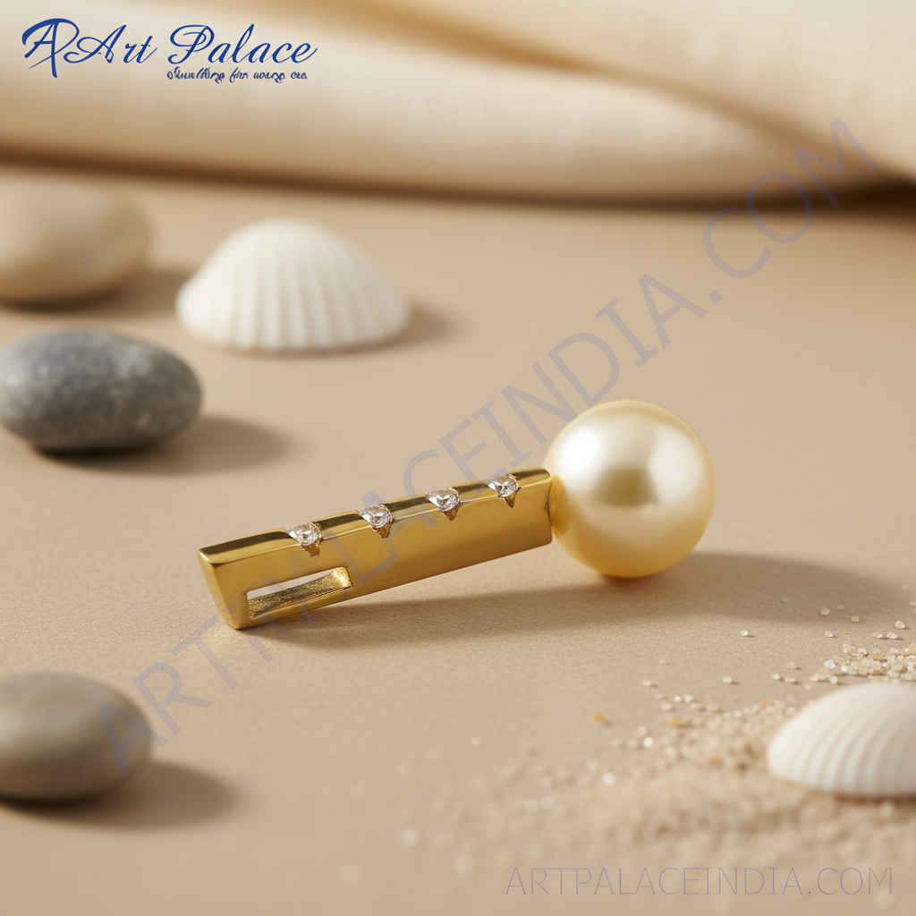 Collar con colgante de perla dorada | joyas de oro para mujer | regalo