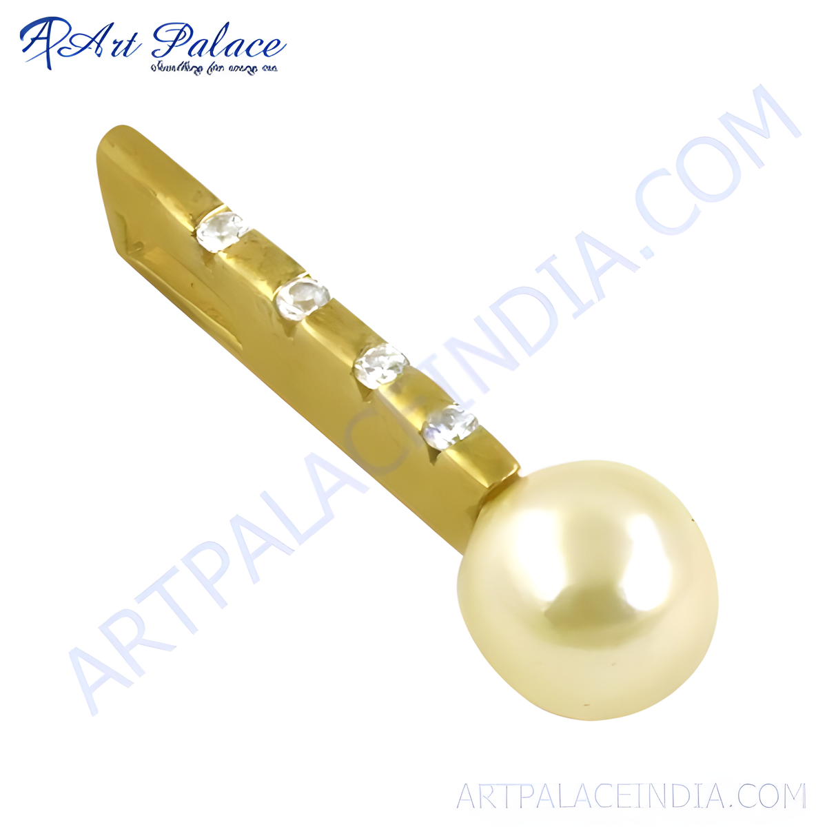 Gold plating pendant featuring a gold plating pearl with gemstones