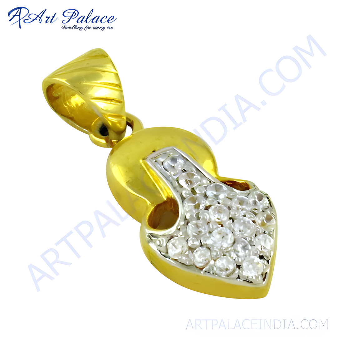 gold plating pendant with sparkling diamond accents, a beautiful fashion jewelry piece for women.