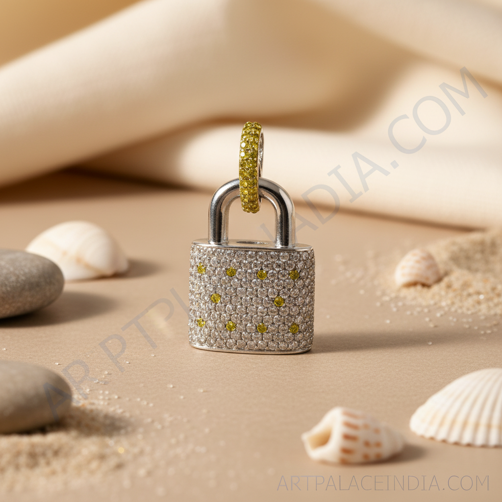 925 Silver Cubic Zirconia Padlock Pendant for Women | Fashion Jewelry