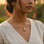 将图像加载到图库查看器中， 女士金色椭圆形宝石吊坠 | 日常佩戴项链
