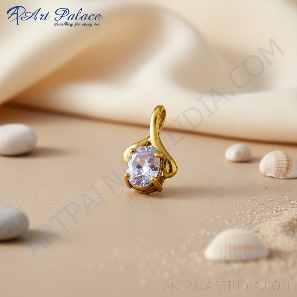 Colgante de piedra ovalada dorada para mujer | collar de uso diario