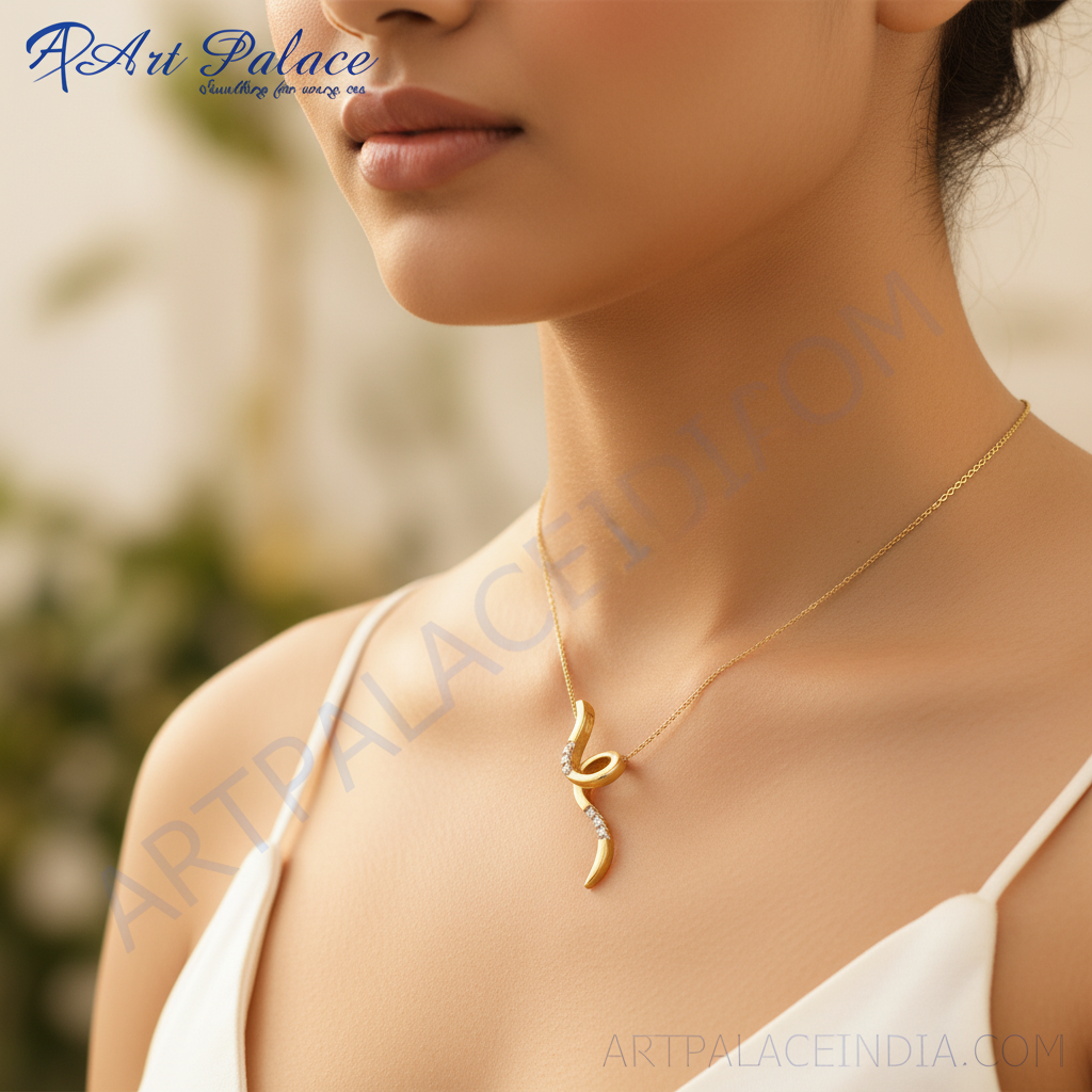 女士黄金钻石吊坠 | 现代珠宝礼品