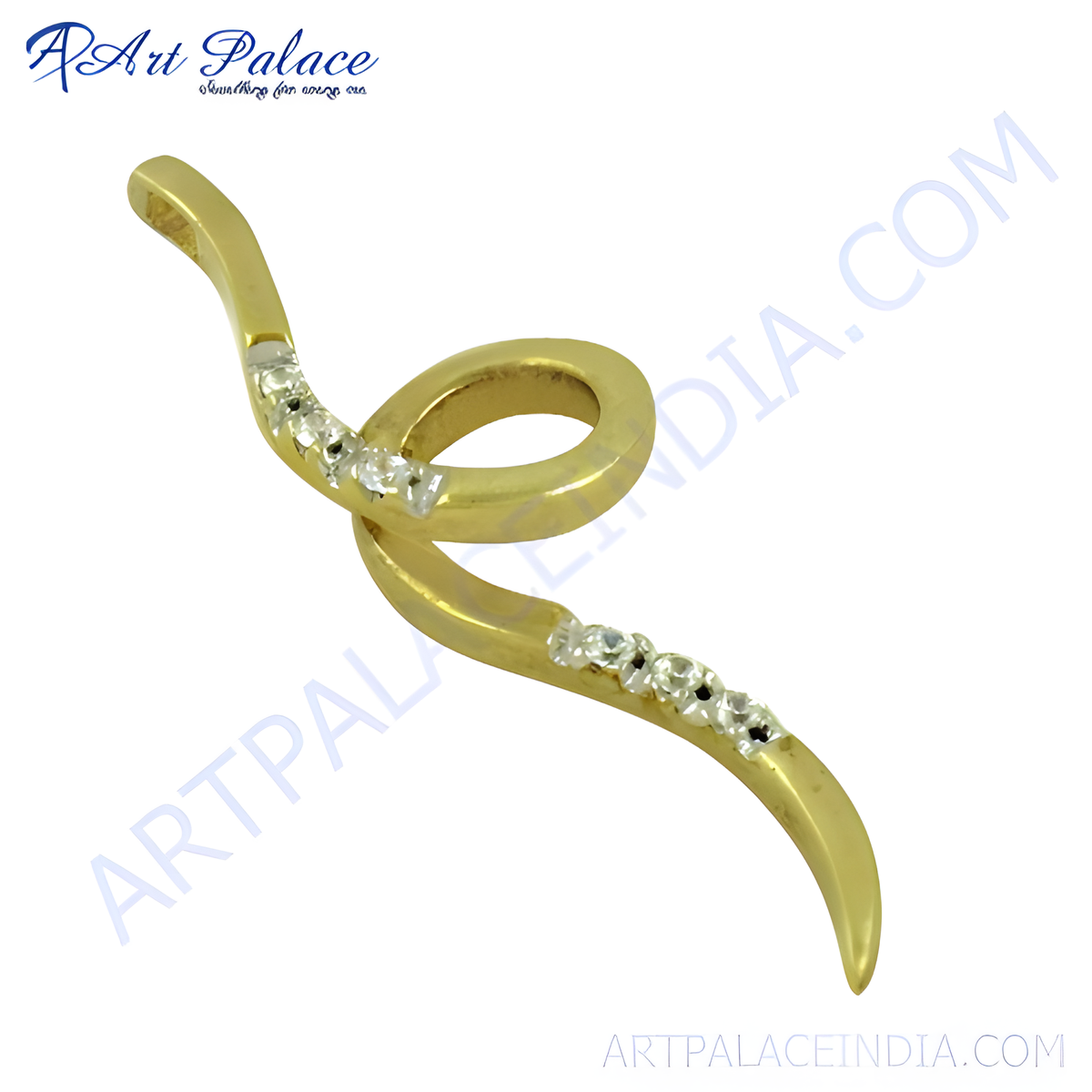 Gold plating pendant with diamonds; a modern design with a unique shape, perfect for women