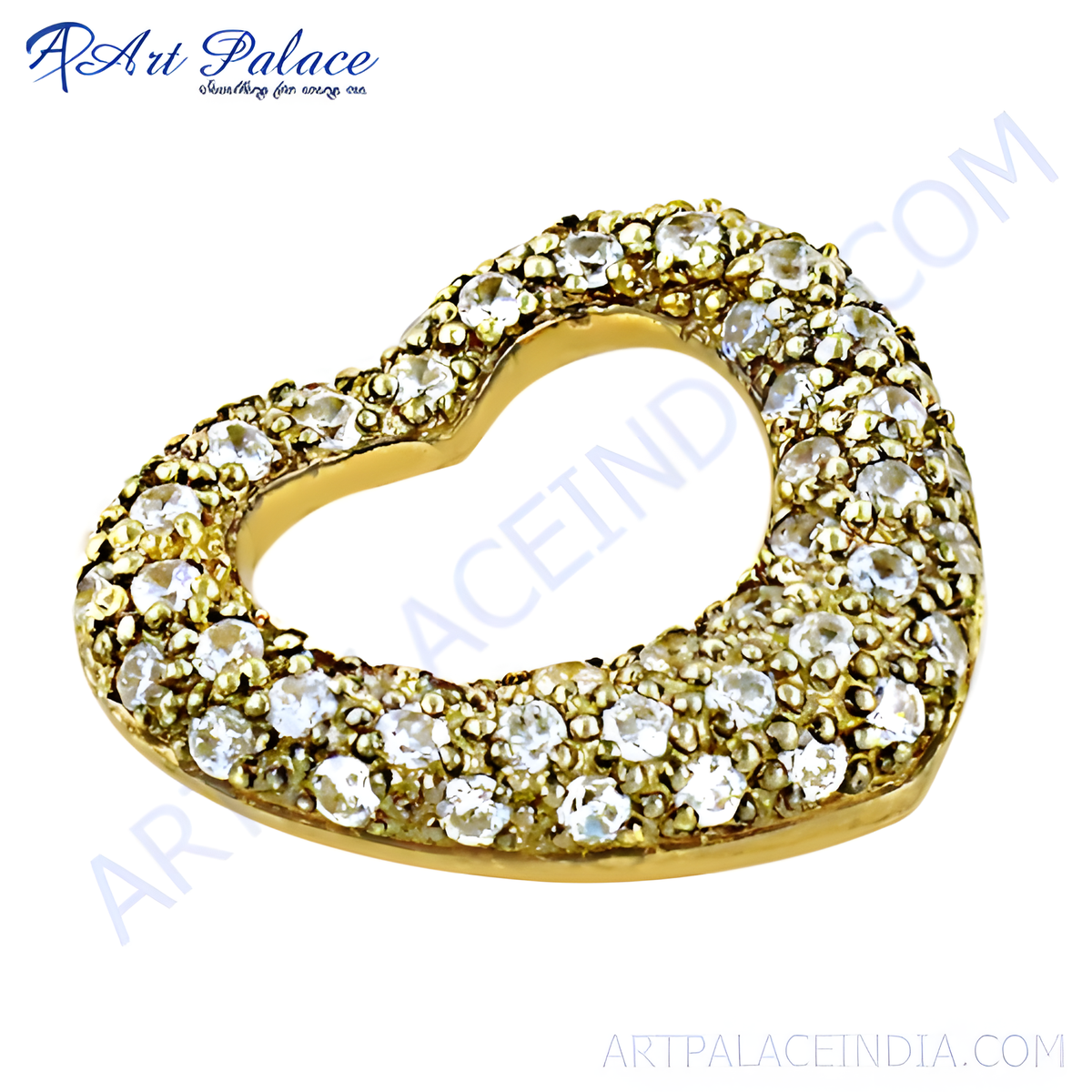 Gold plating heart pendant studded with sparkling diamonds, a beautiful piece of fine jewelry