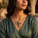 Load image into Gallery viewer, Silver Cross Pendant with Amethyst Gemstones | For Women
