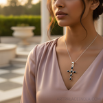 Load image into Gallery viewer, 925 Silver Black Enamel Cross Pendant for Women
