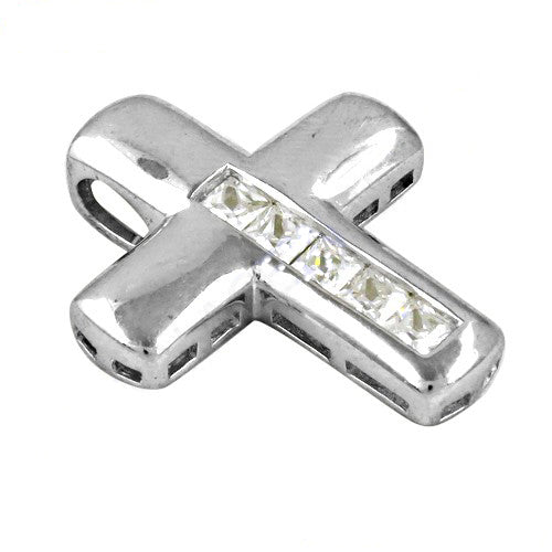 Silver cross pendant with cubic zirconia | women's jewelry gift
