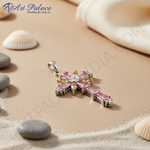 Load image into Gallery viewer, 925 Silver Pink &amp; Yellow Gemstone Cross Pendant for Women
