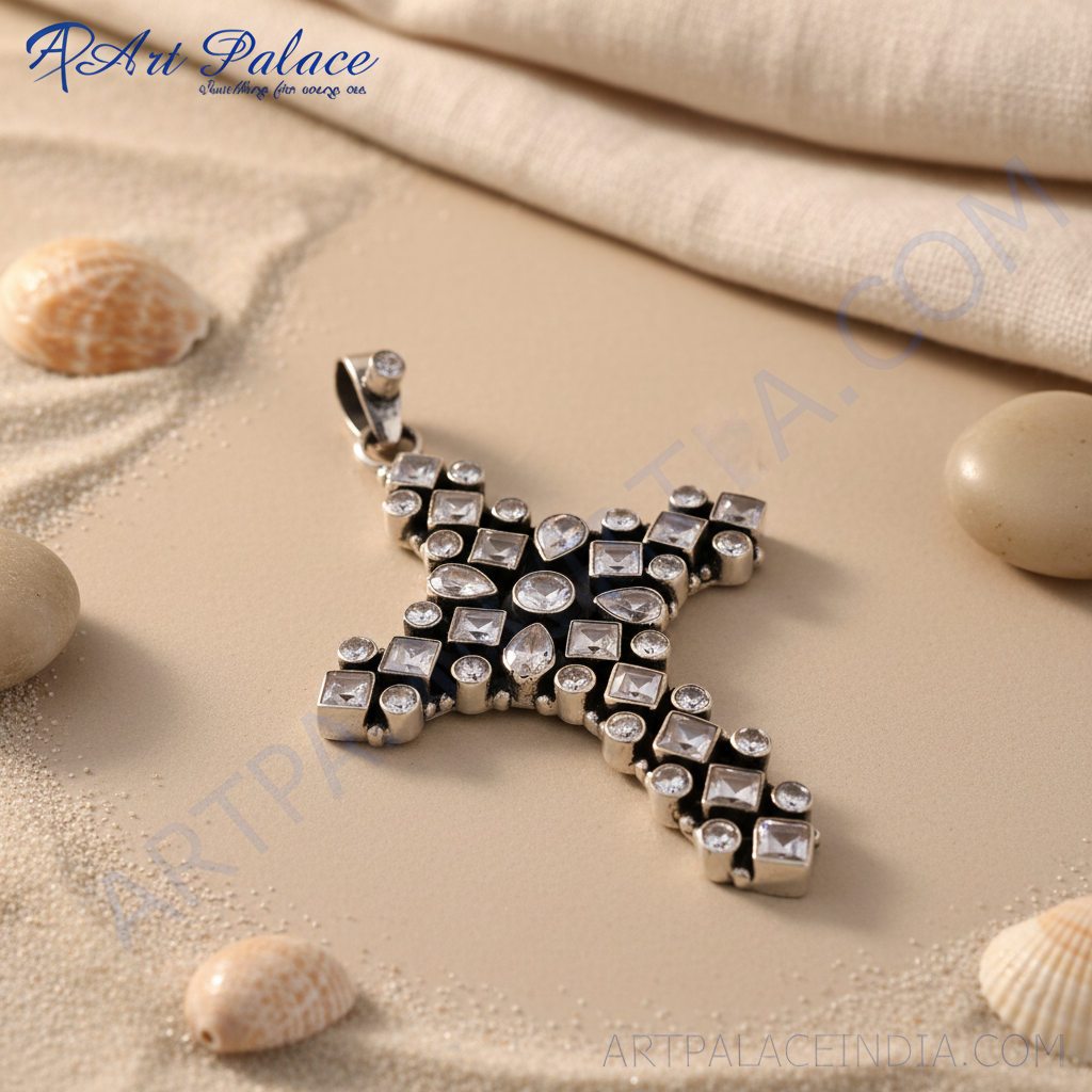 925 silver cubic zirconia cross pendant for women | gift jewelry