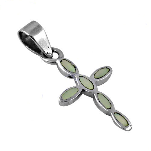 925 Silver Mother of Pearl Cross Pendant | Religious Jewelry