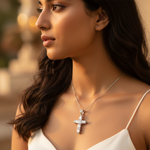 Load image into Gallery viewer, 925 Silver Cross Pendant Necklace | Baguette Cut Cubic Zirconia

