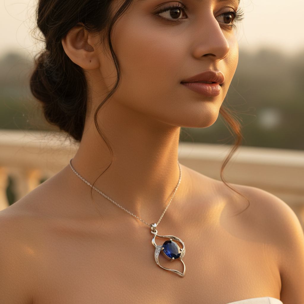 Colgante de zafiro en plata 925 para mujer | joyería con piedras preciosas