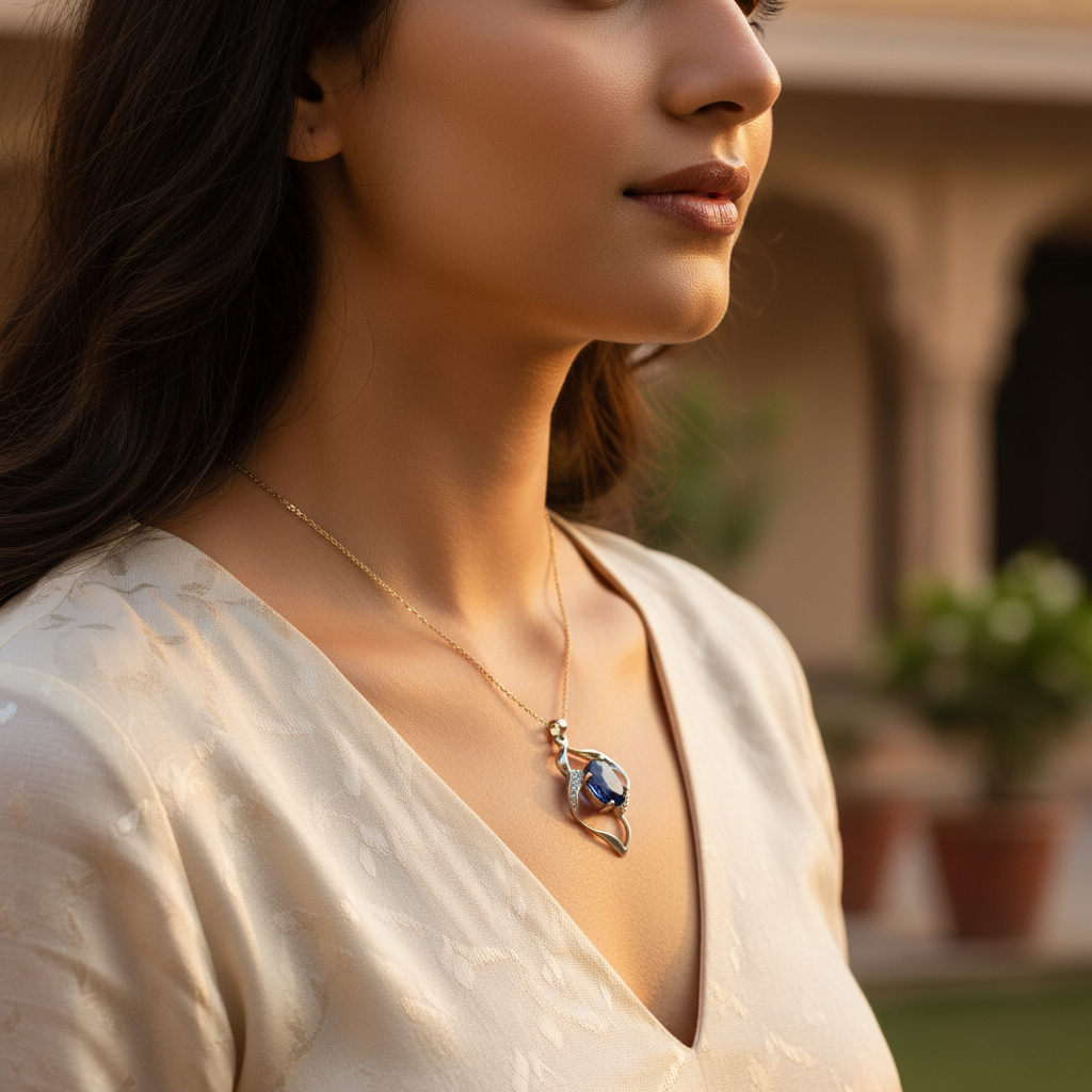 925 Silver Sapphire Pendant for Women | Gemstone Jewelry