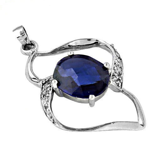 925 silver sapphire pendant for women | gemstone jewelry