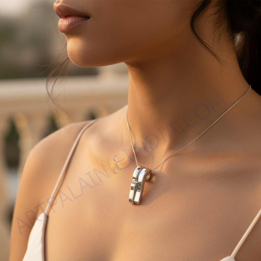 Silver Pendant with White Gemstone | Daily Wear Jewelry for Women