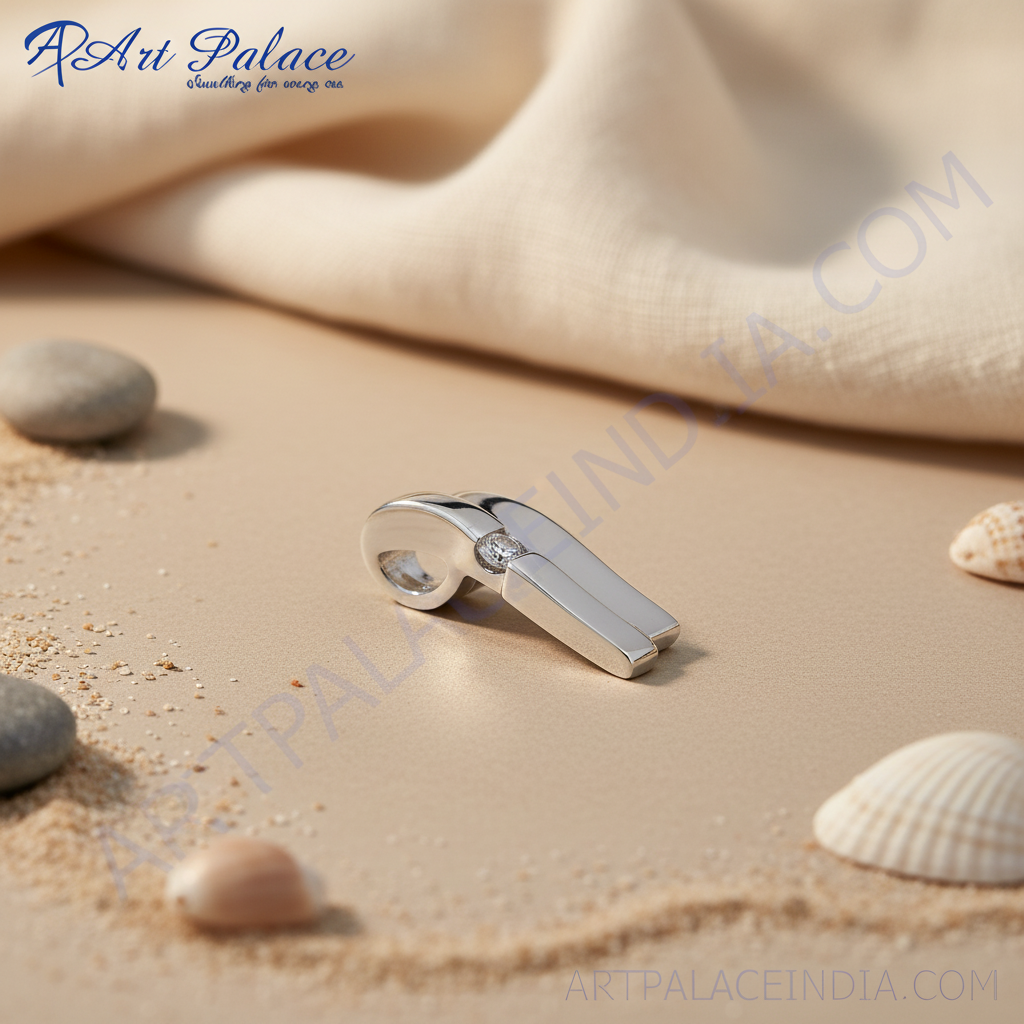 Silver Pendant with White Gemstone | Daily Wear Jewelry for Women