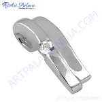 Load image into Gallery viewer, Silver pendant with a sparkling white gemstone set in a minimalist design, perfect for daily wear.
