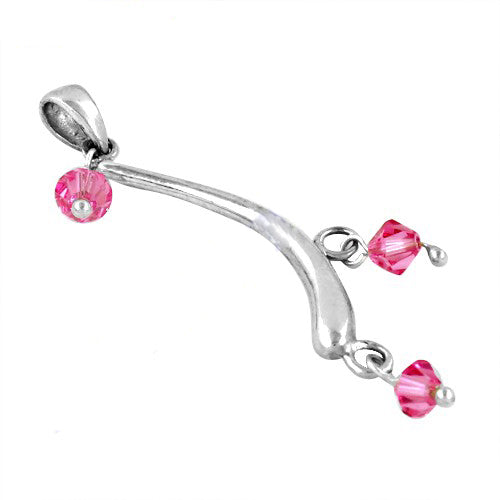 925 silver pink crystal pendant for women | fashion jewelry
