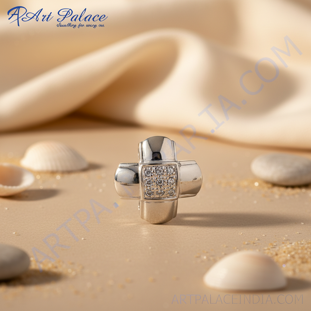 Silver Cubic Zirconia Cross Pendant for Women | Daily Wear