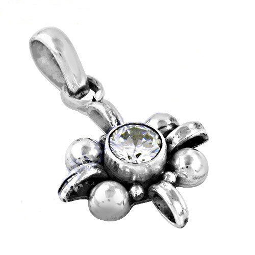 925 Silver Flower Pendant with Cubic Zirconia | Women's Jewelry