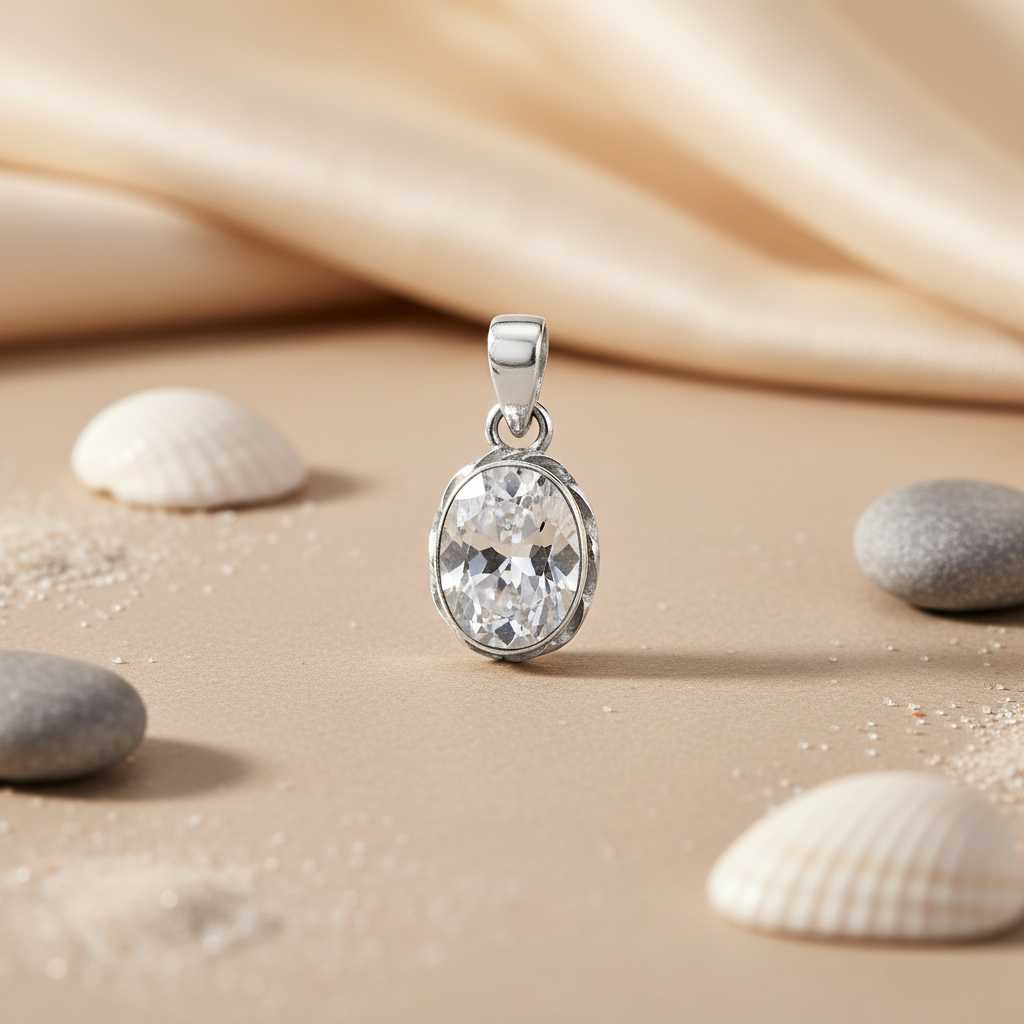 925 Silver Oval Cut CZ Pendant for Women | Elegant Jewelry