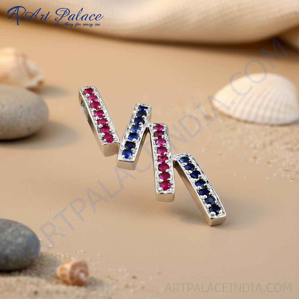 925 Silver Ruby Sapphire Pendant | Women's Jewelry Gift
