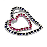 将图像加载到图库查看器中， 925 Silver Double Heart Pendant with Ruby &amp; Sapphire | Women's Jewelry
