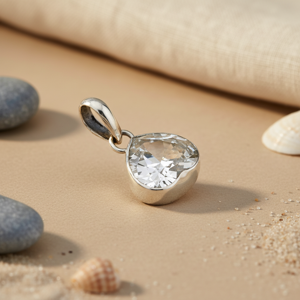 Collar con colgante de circonita cúbica de plata 925 para mujer