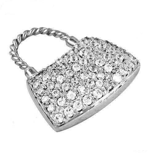 Silver Padlock Charm Pendant | Cubic Zirconia | For Women