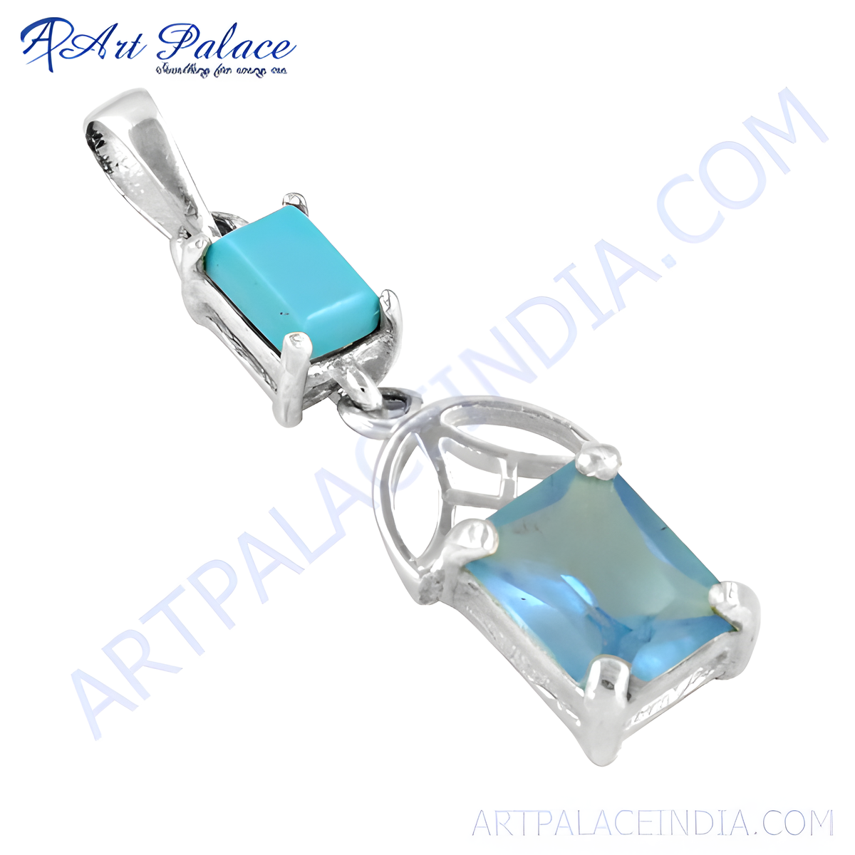 925 sterling silver pendant with a blue gemstone