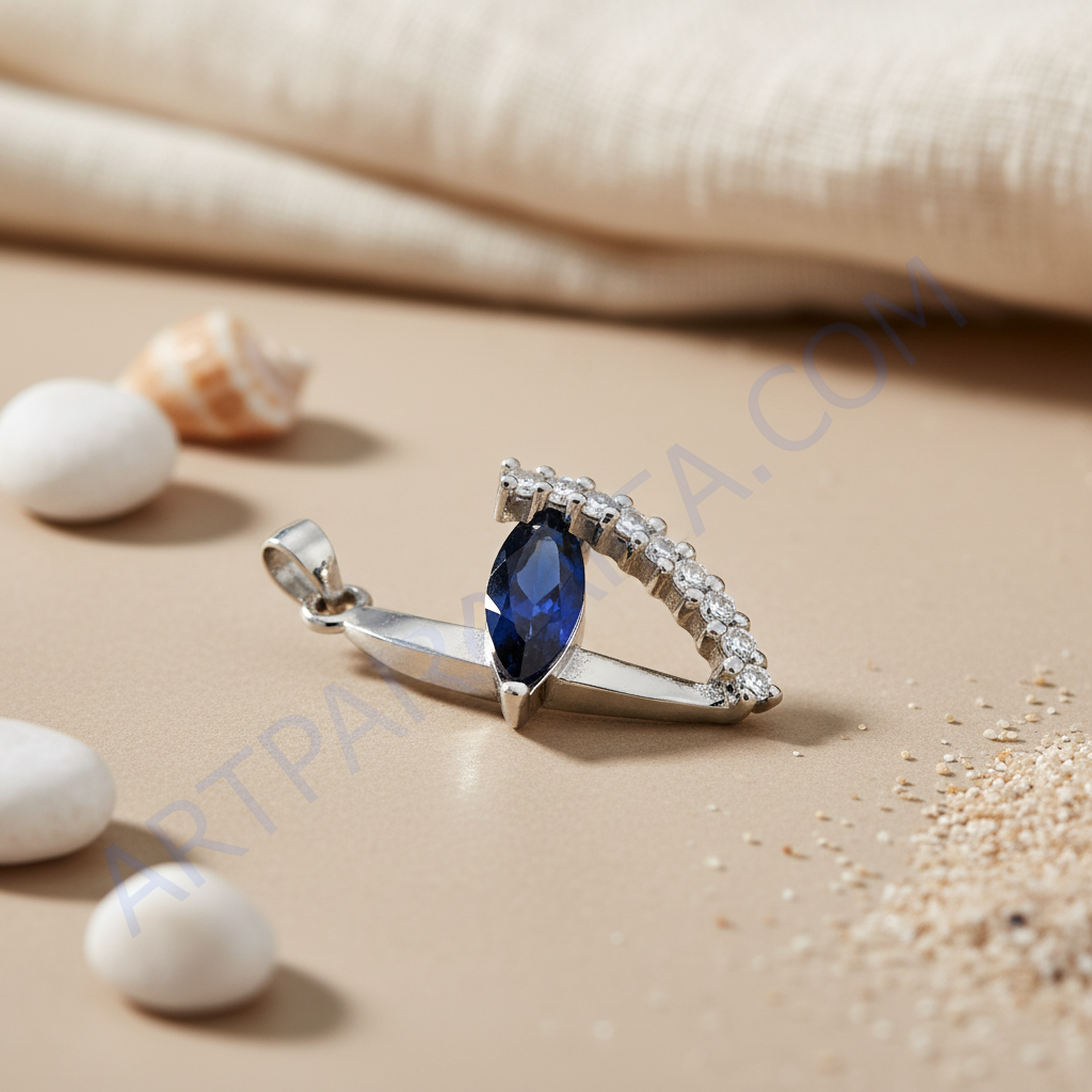 925 Silver Sapphire & Diamond Pendant for Women | Gift Jewelry