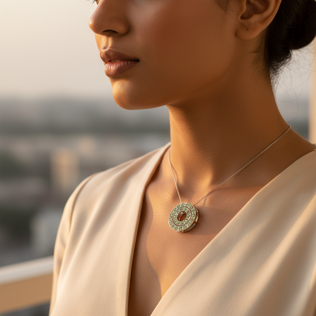 Silver Peridot Gemstone Pendant for Women | Daily Wear Jewelry