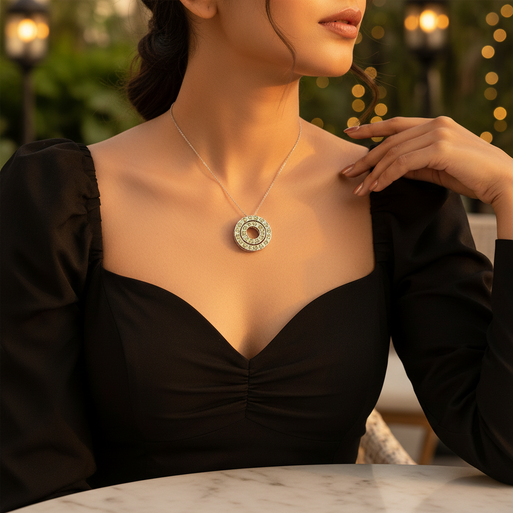 Silver Peridot Gemstone Pendant for Women | Daily Wear Jewelry