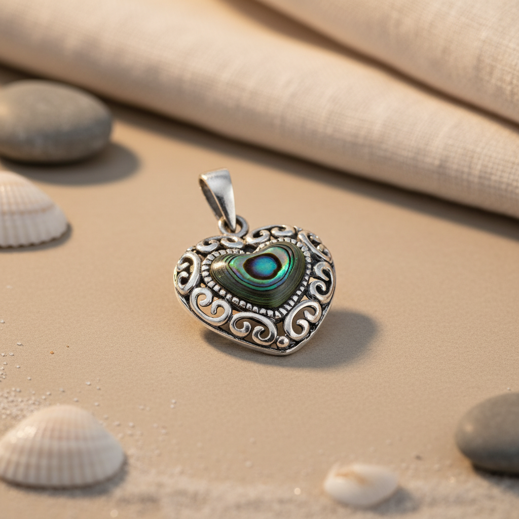 925 Silver Abalone Heart Pendant | Women's Necklace Gift